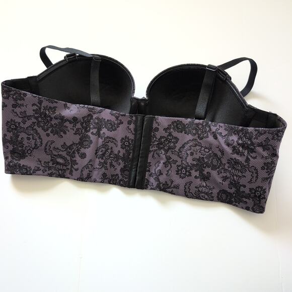 Torrid Bra 42B Purple Lace Strapless Push Up Longline Sexy Underwire Supportive - Picture 9 of 12